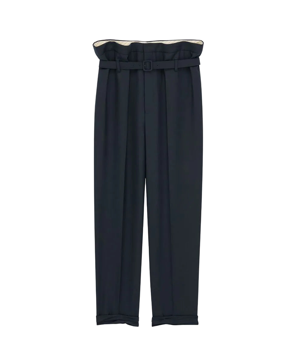 Paperbag pants in virgin wool-SAINT LAURENT-Verso