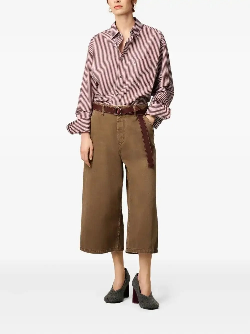 Paris Ami De Coeur Embossed Striped Cotton Boxy Shirt-AMI-Verso