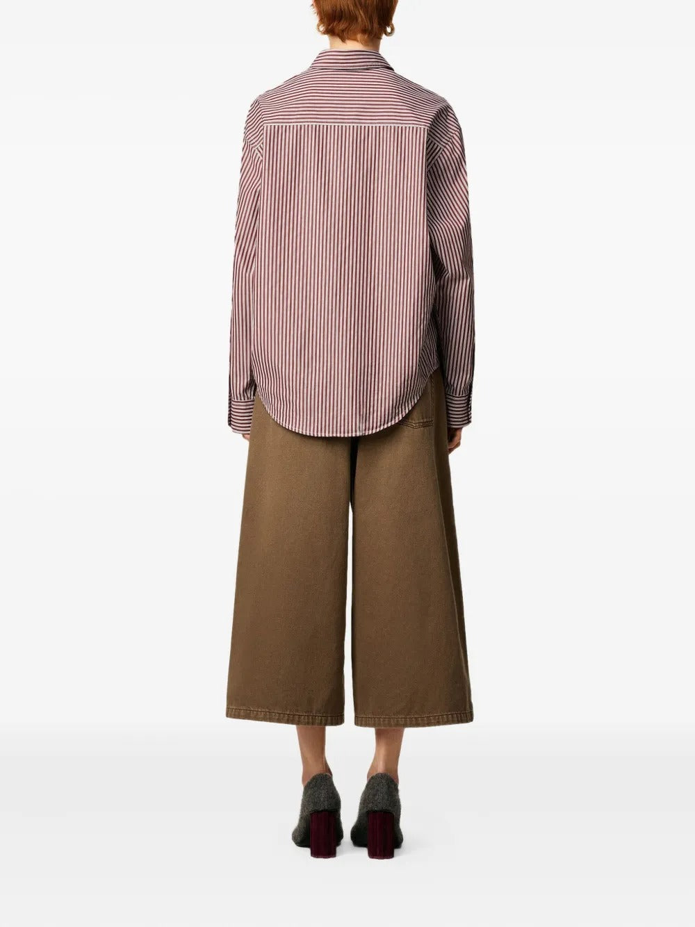 Paris Ami De Coeur Embossed Striped Cotton Boxy Shirt-AMI-Verso