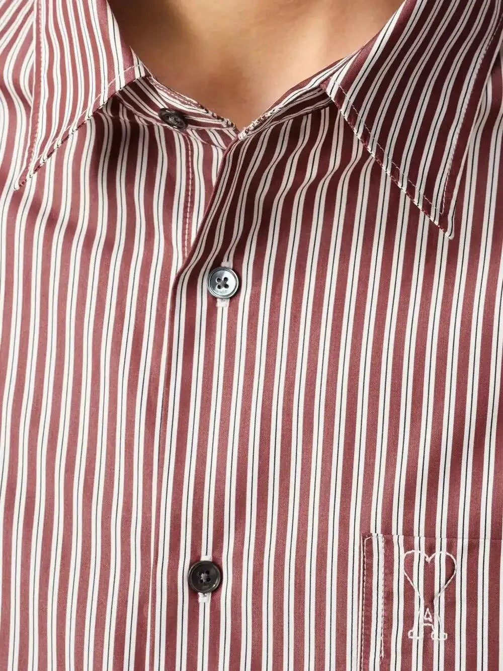 Paris Ami De Coeur Embossed Striped Cotton Boxy Shirt-AMI-Verso