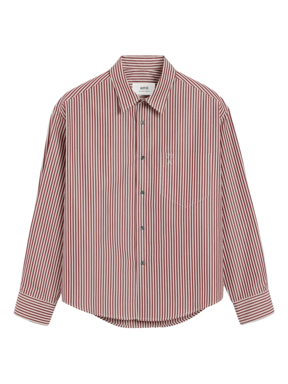 Paris ami de coeur embossed striped cotton boxy shirt-AMI-Verso
