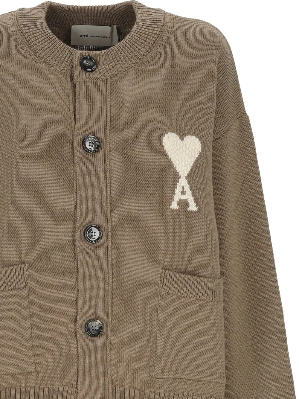 Paris logo-detail cardigan-AMI-Verso