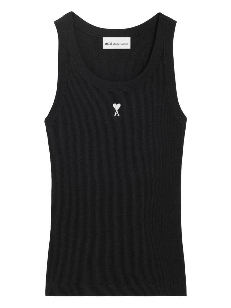 Paris Logo-detail Ribbed Tank Top