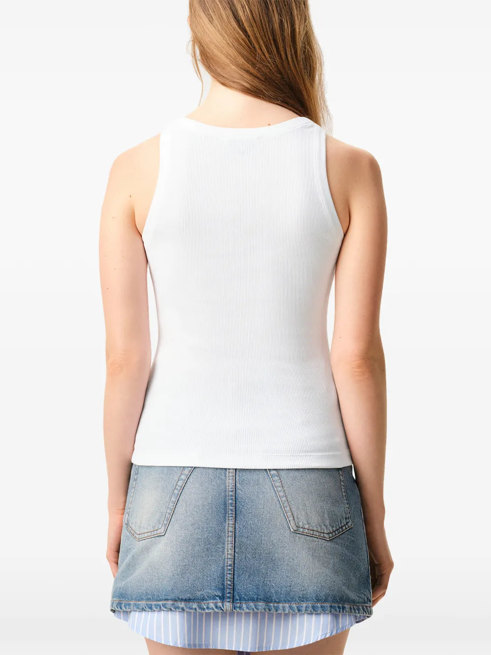 Paris logo-detail ribbed tank top-AMI-Verso