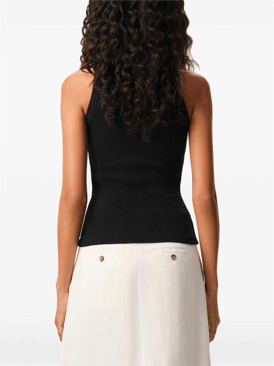 Paris logo-detail ribbed tank top-AMI-Verso
