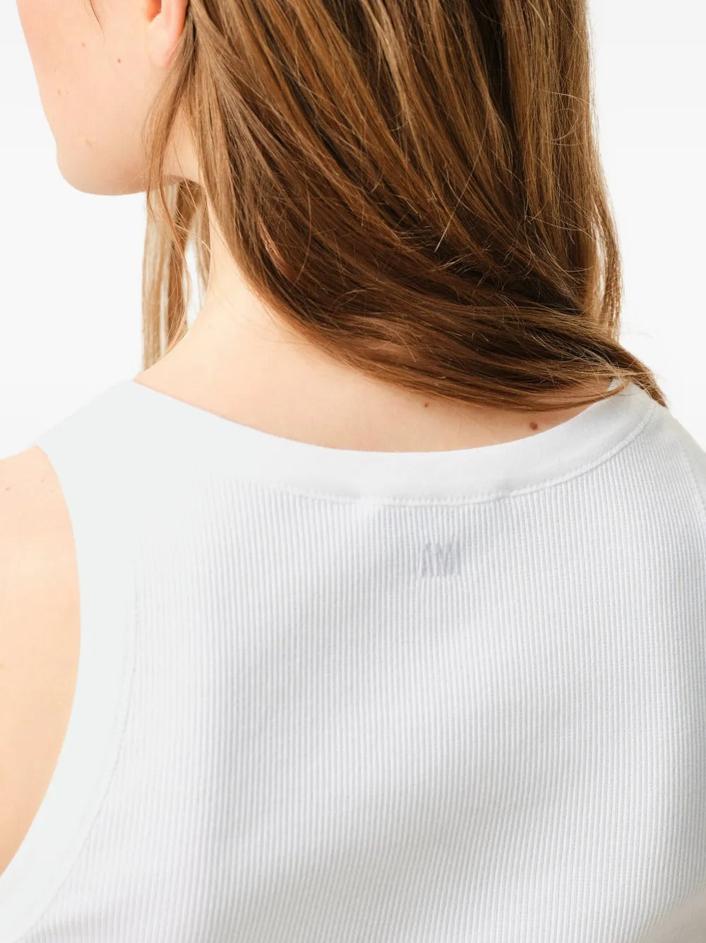 Paris logo-detail ribbed tank top-AMI-Verso