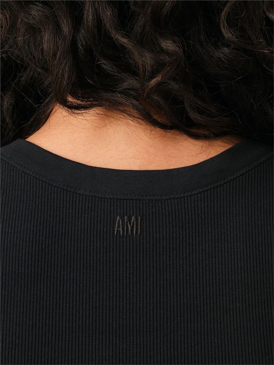 Paris logo-detail ribbed tank top-AMI-Verso