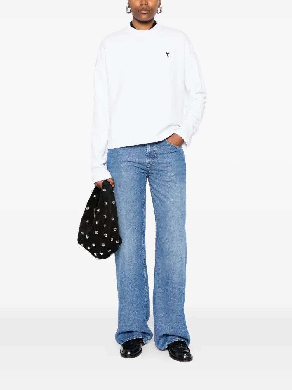 Paris long-sleeved embroidered sweatshirt-AMI-Verso