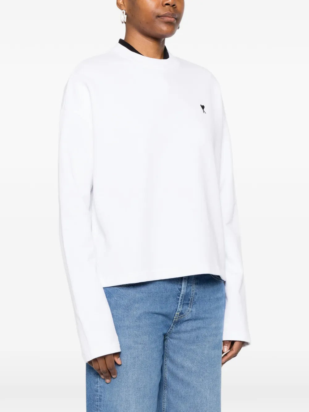 Paris long-sleeved embroidered sweatshirt-AMI-Verso
