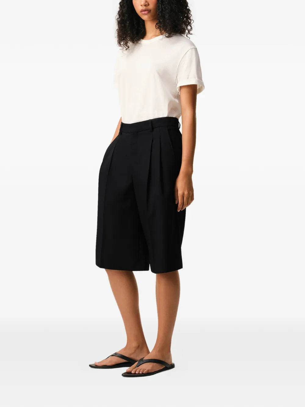 Paris pleated wide bermuda shorts-AMI-Verso