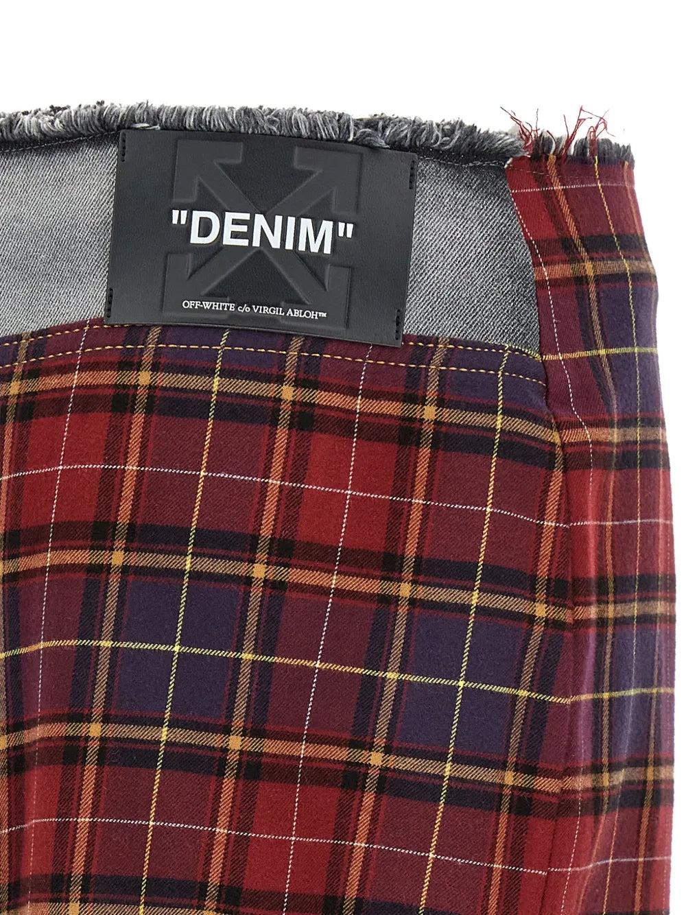 Patchwork fringed midi skirt-OFF-WHITE-Verso