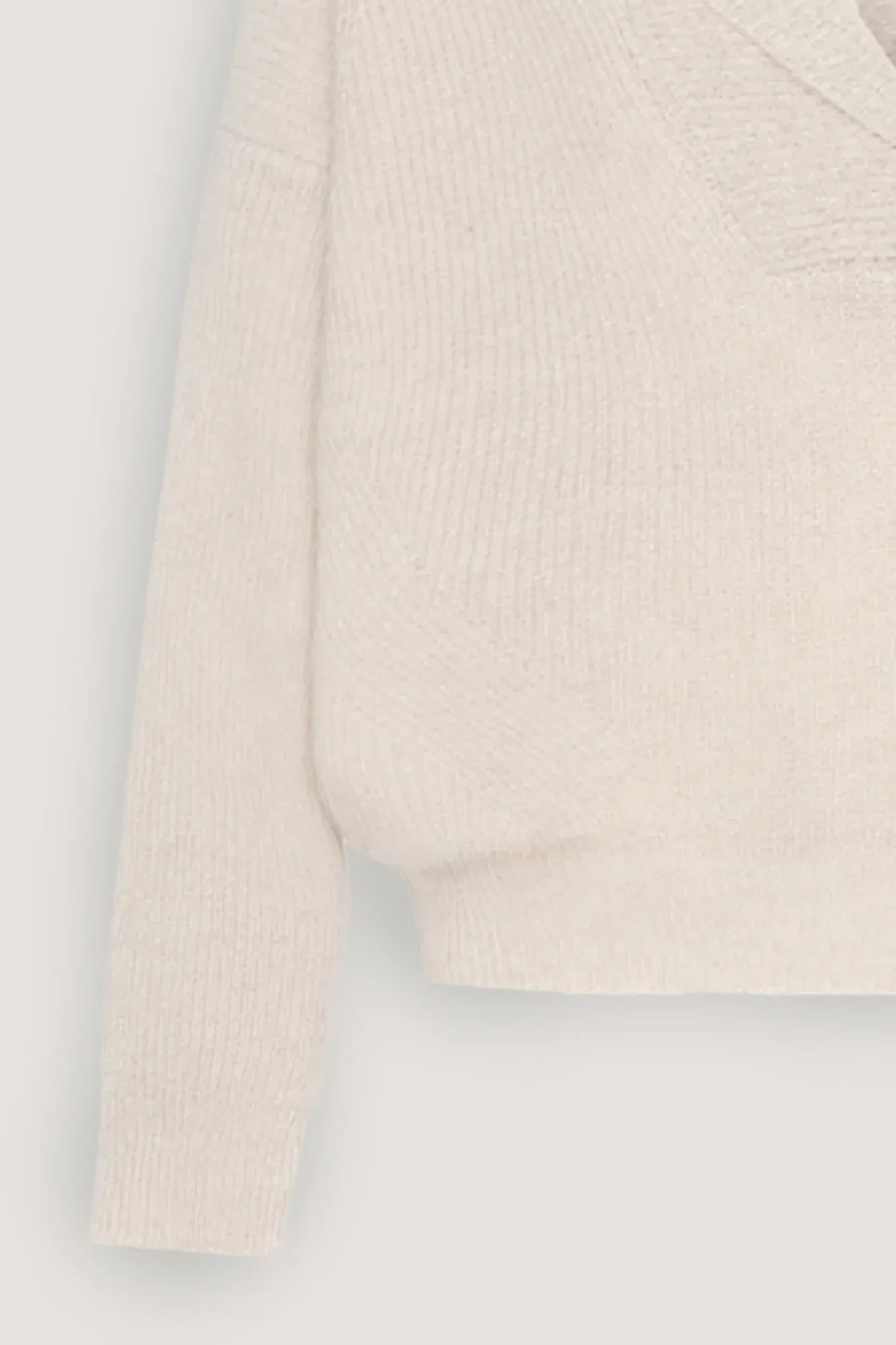 Pearl greay cable pure cashmere sweater with shawl collar-DEXTERIOR-Verso