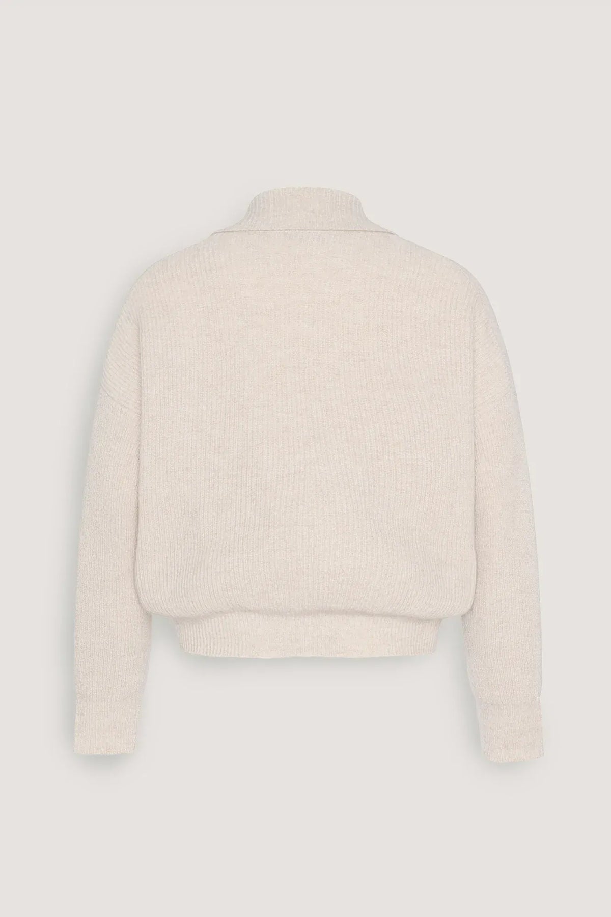 Pearl greay cable pure cashmere sweater with shawl collar-DEXTERIOR-Verso