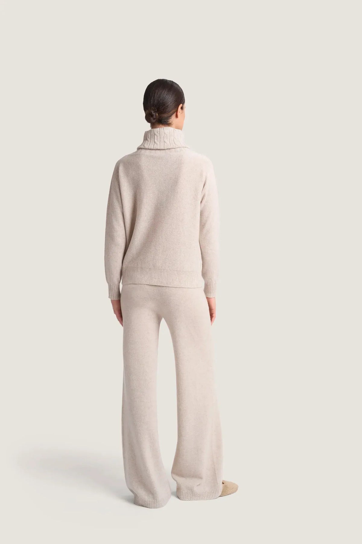Pearl greay pure cashmere cable-knit collar-DEXTERIOR-Verso