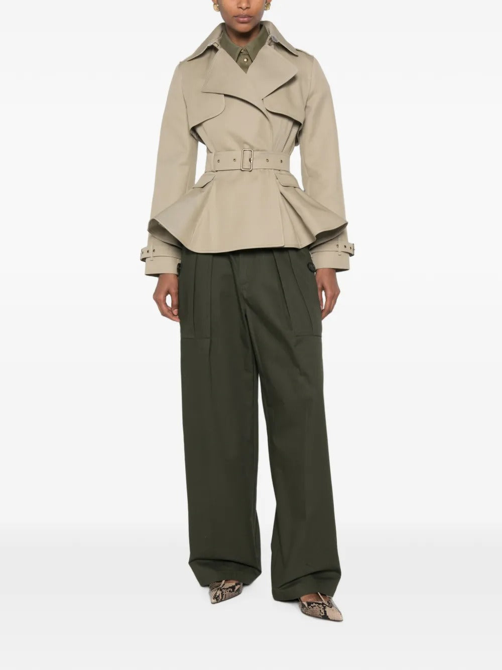 Peplum-hem belted jacket-BURBERRY-Verso