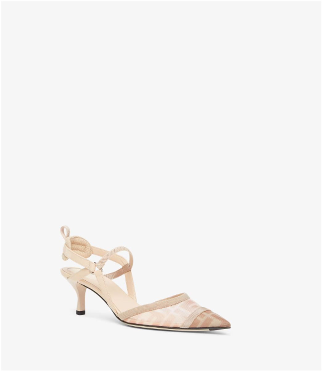 PINK FF MESH MEDIUM-HEELED SLINGBACKS-FENDI-Verso