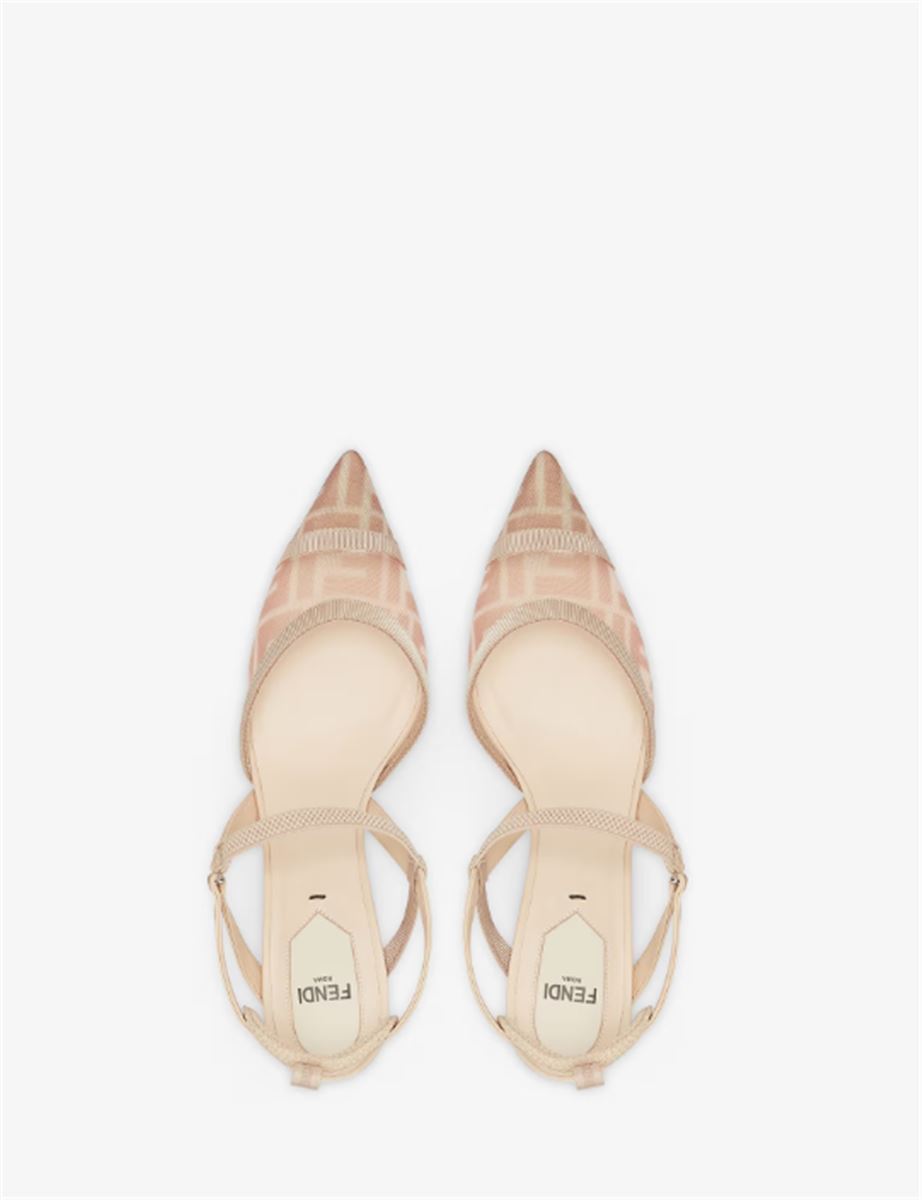 PINK FF MESH MEDIUM-HEELED SLINGBACKS-FENDI-Verso