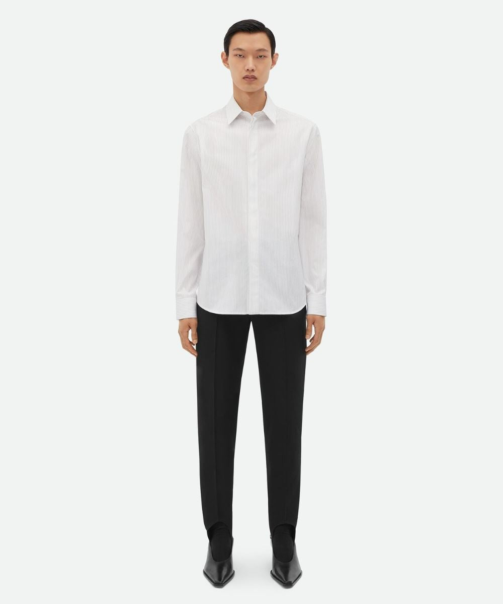 PINSTRIPE COTTON SHIRT -  BOTTEGA VENETA -  Verso