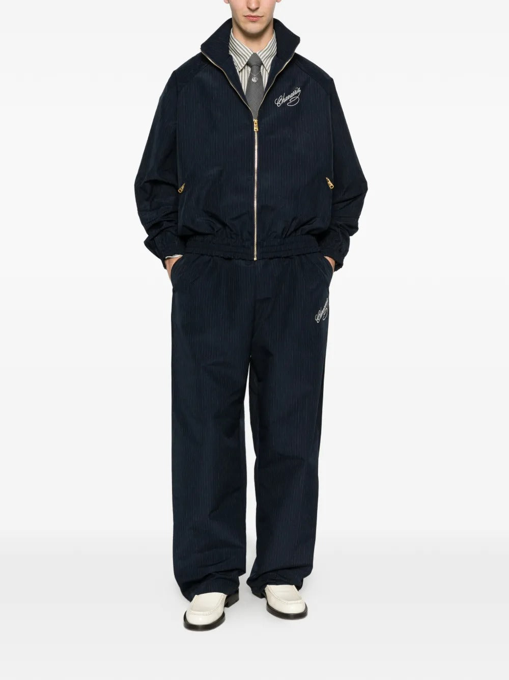Pinstripe-pattern zip-fastening jacket-WILLY CHAVARRIA-Verso