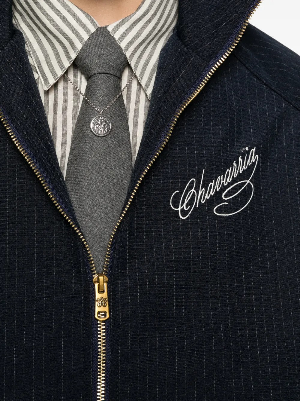 Pinstripe-pattern zip-fastening jacket-WILLY CHAVARRIA-Verso