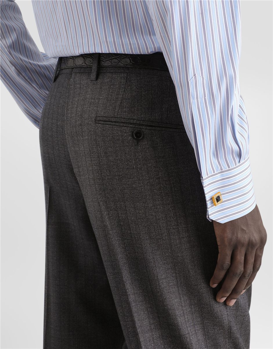 Pinstripe virgin wool trousers-DOLCE&GABBANA-Verso