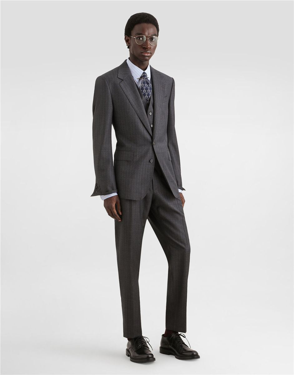 Pinstripe virgin wool trousers-DOLCE&GABBANA-Verso