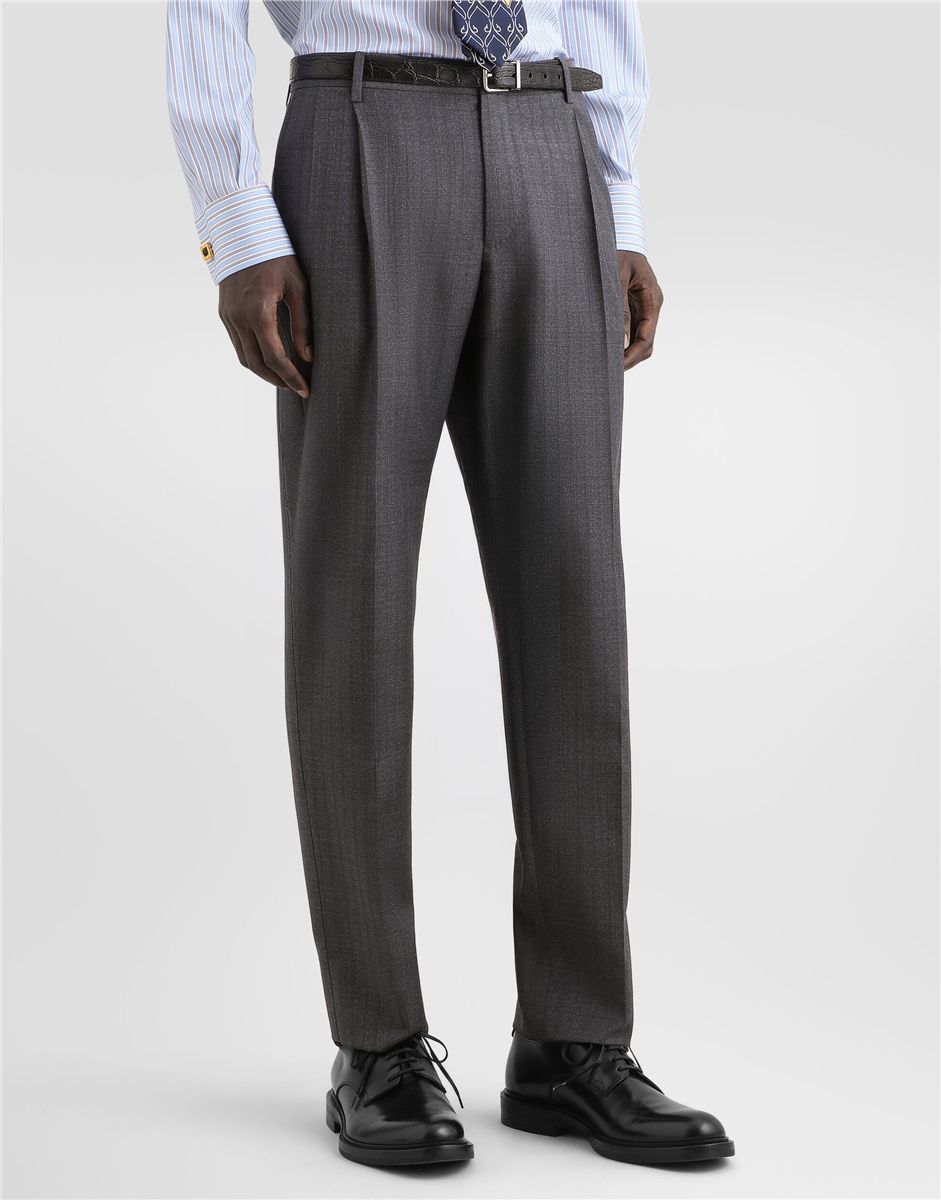 Pinstripe virgin wool trousers-DOLCE&GABBANA-Verso