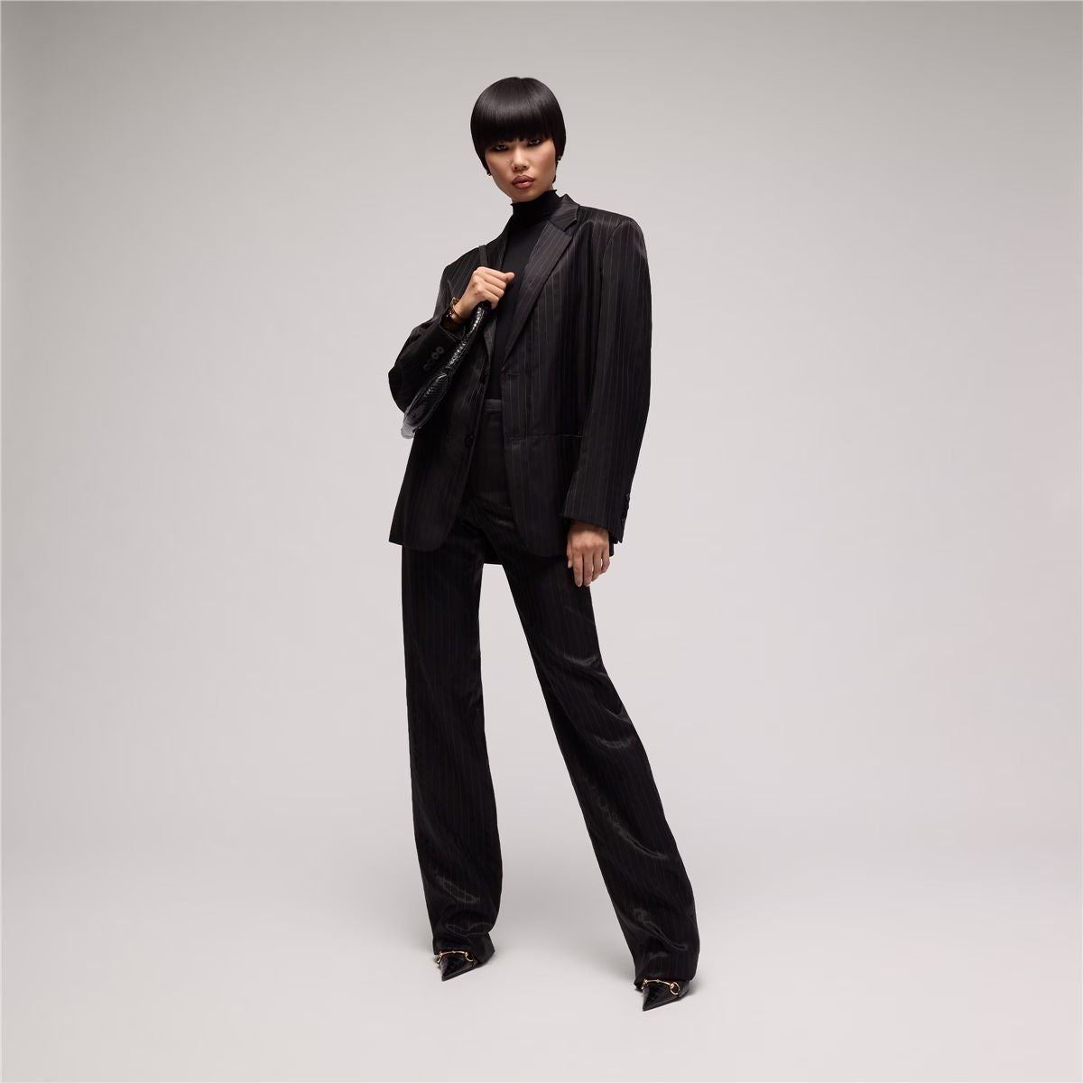Pinstripe Wool Silk Jacket-GUCCI-Verso