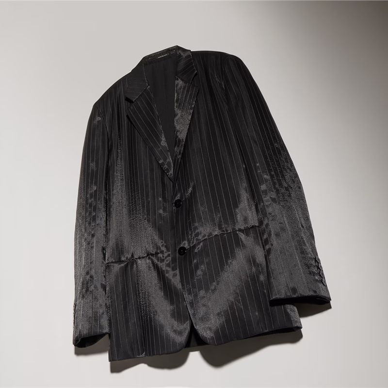 Pinstripe Wool Silk Jacket-GUCCI-Verso