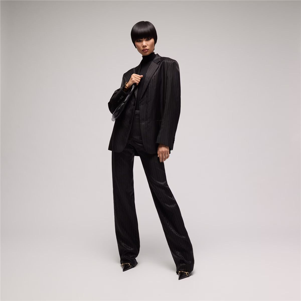 Pinstripe wool silk pants-GUCCI-Verso