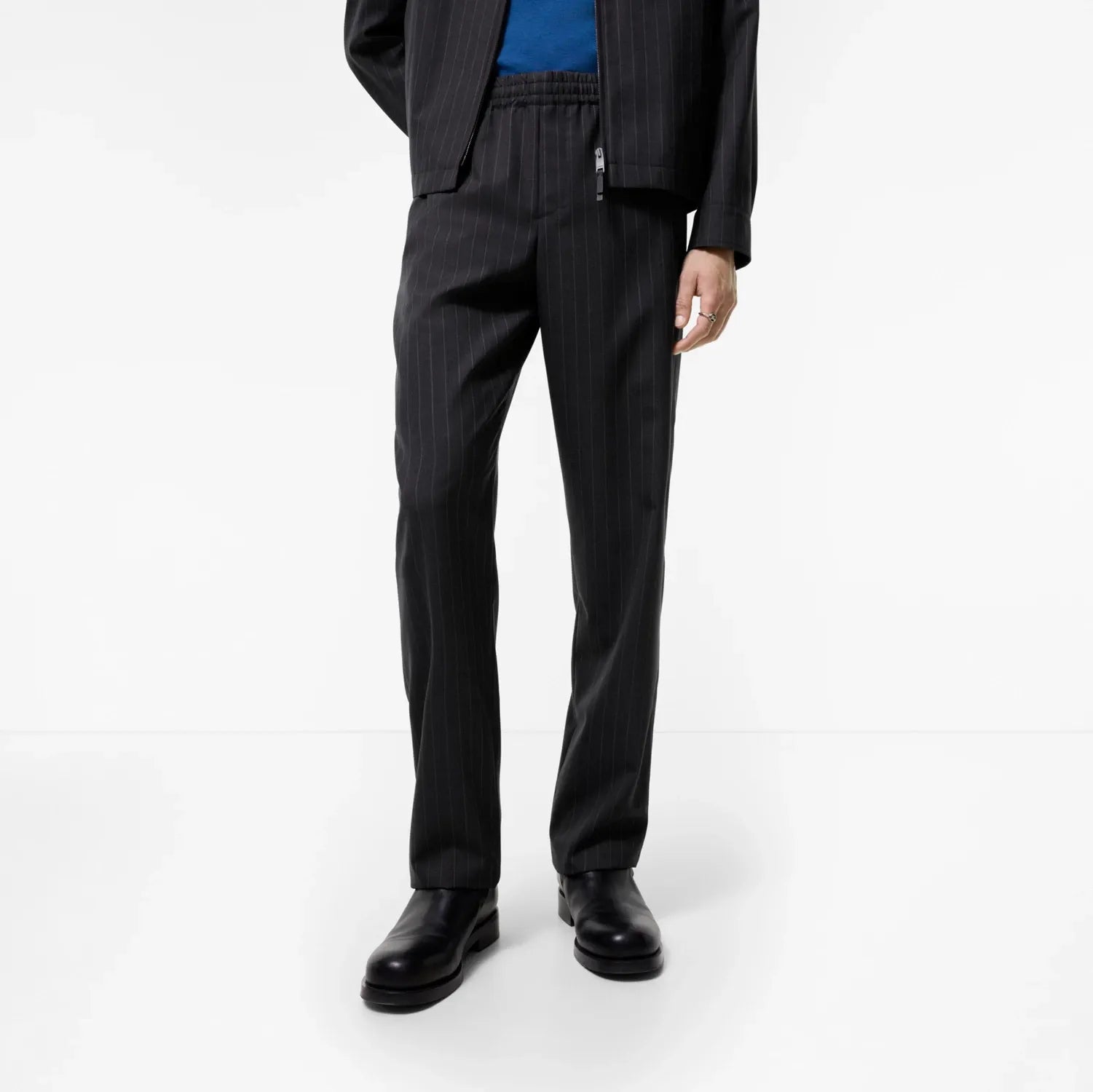 Pinstriped wool track pants-BURBERRY-Verso