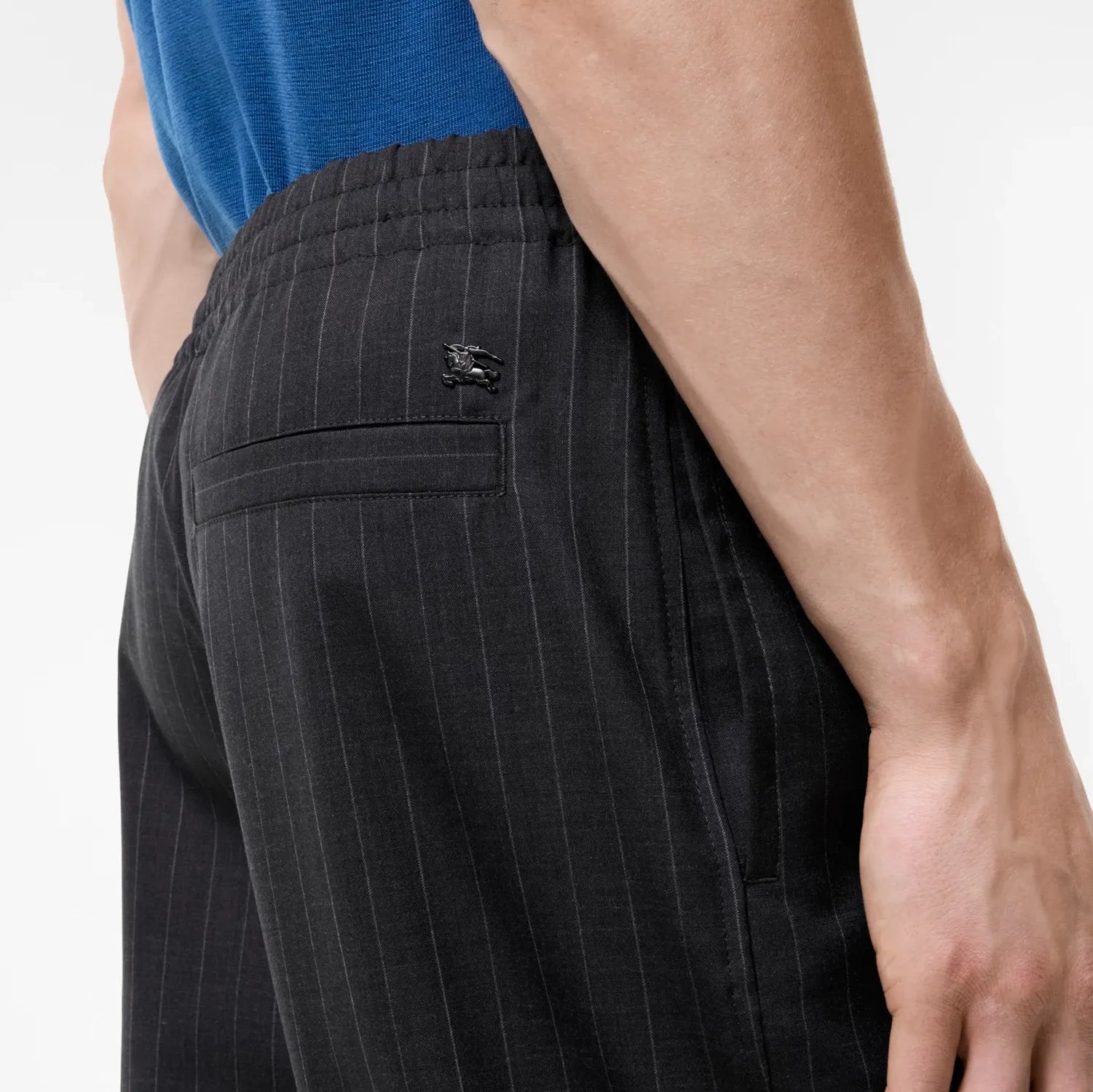 Pinstriped wool track pants-BURBERRY-Verso