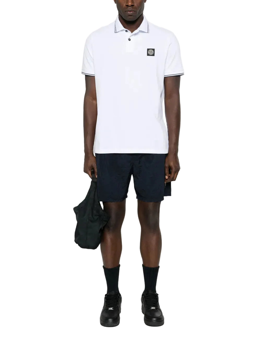 Piqué cotton polo shirt-STONE ISLAND-Verso