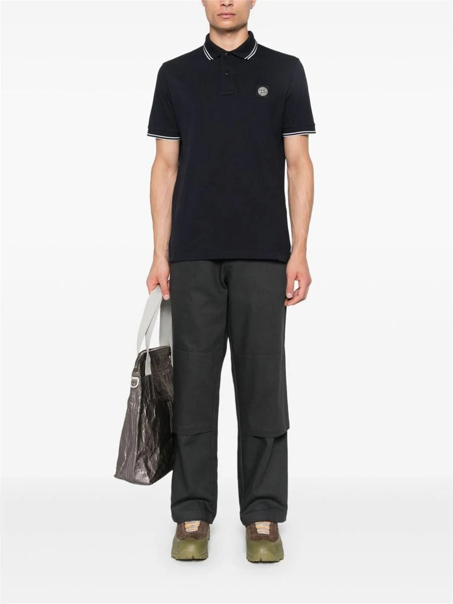 Piqué Cotton Polo Shirt-STONE ISLAND-Verso