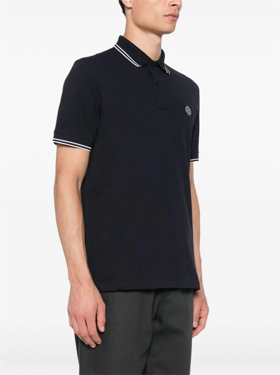 Piqué Cotton Polo Shirt-STONE ISLAND-Verso