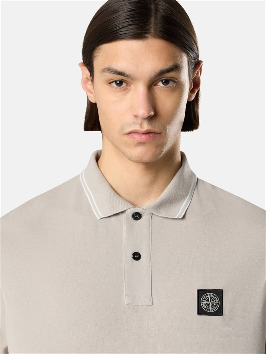 Piqué cotton polo shirt-STONE ISLAND-Verso