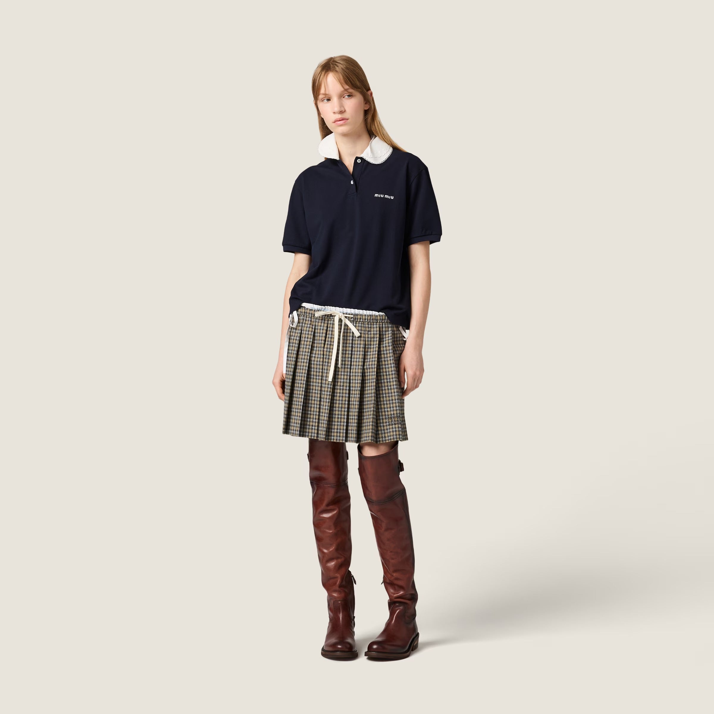 Piqué polo shirt-MIU MIU-Verso