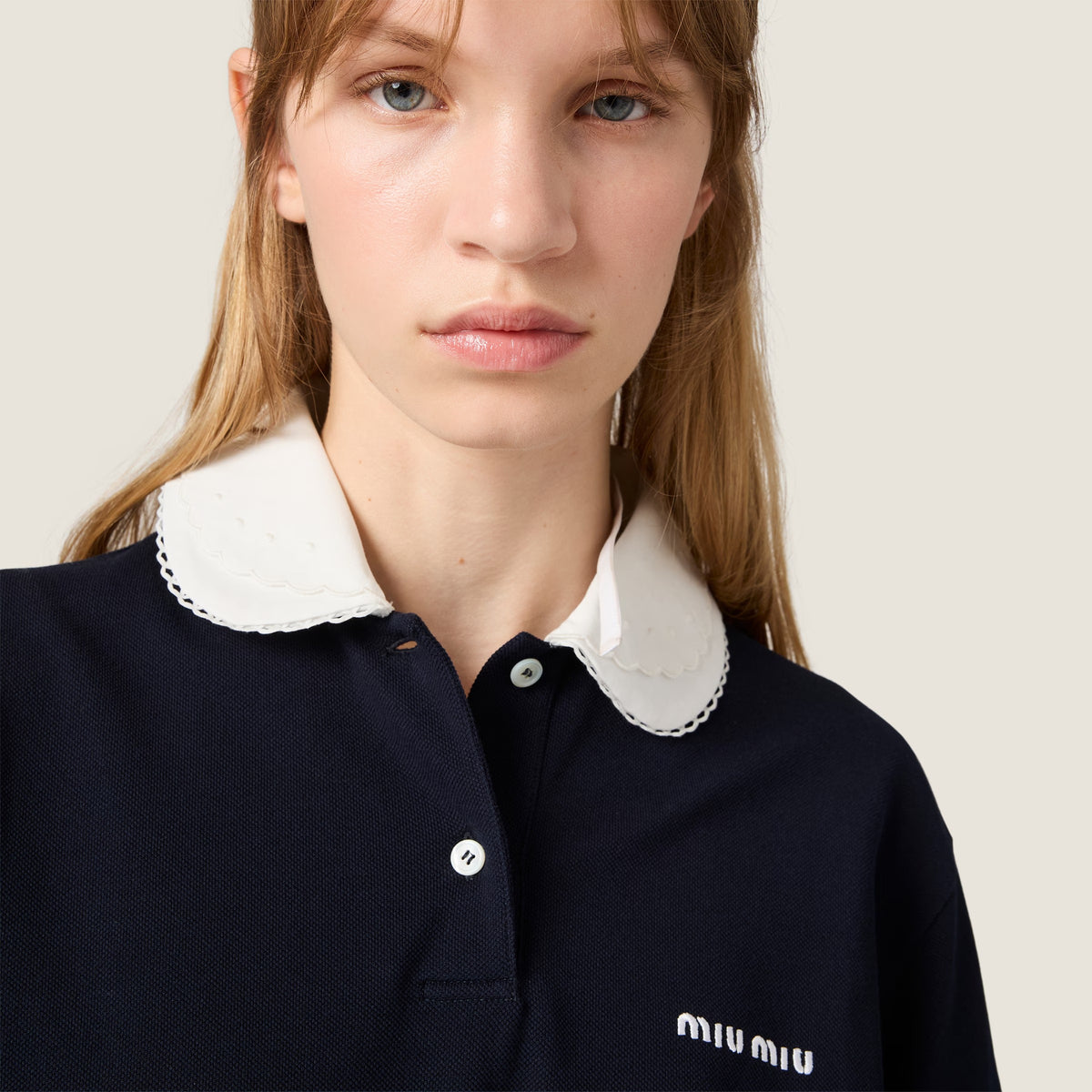 Piqué polo shirt-MIU MIU-Verso