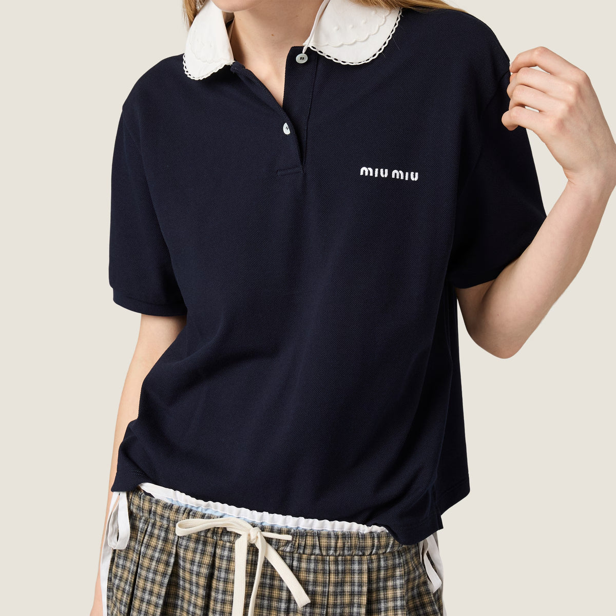 Piqué polo shirt-MIU MIU-Verso