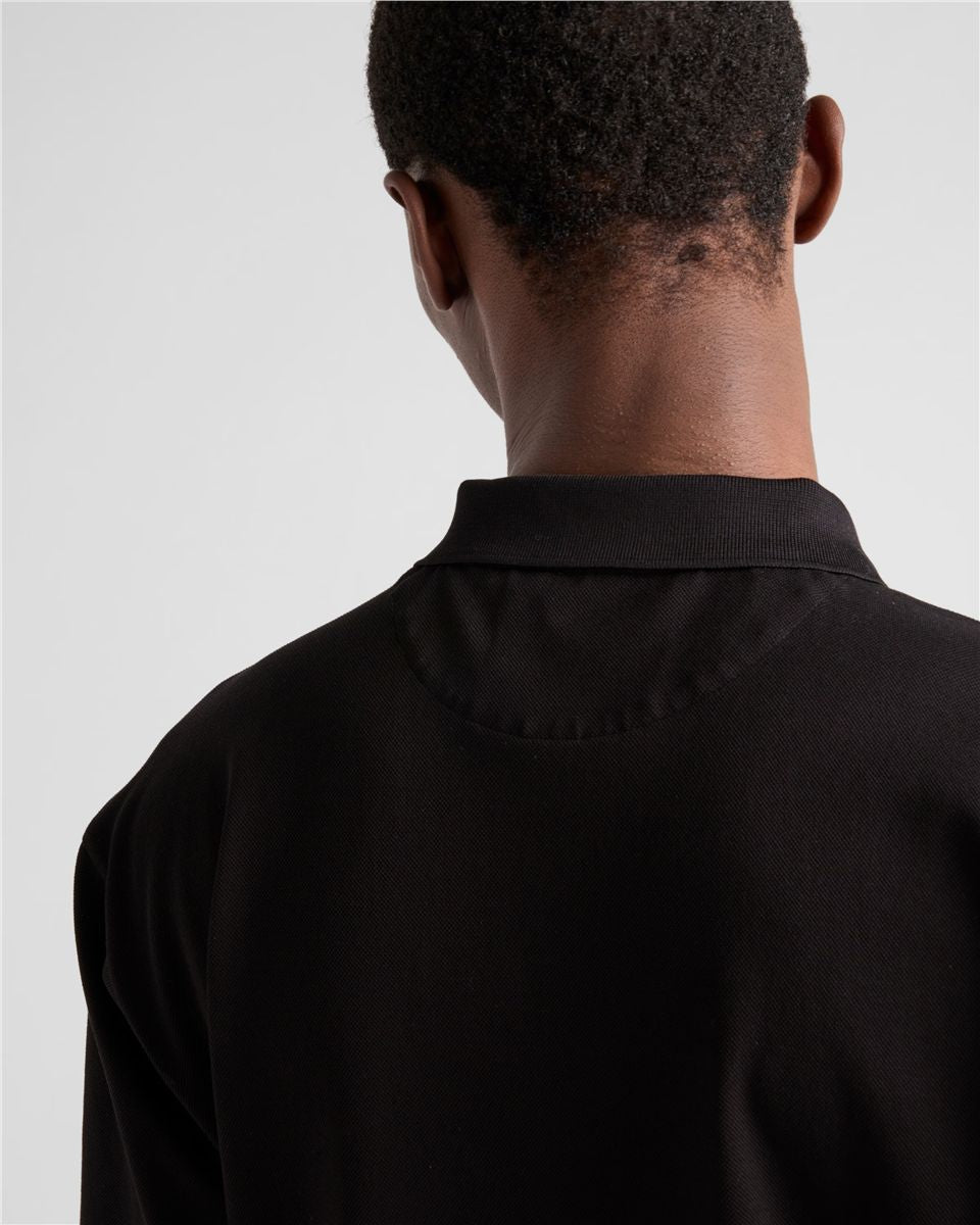 Piqué polo shirt with re-nylon details-PRADA-Verso