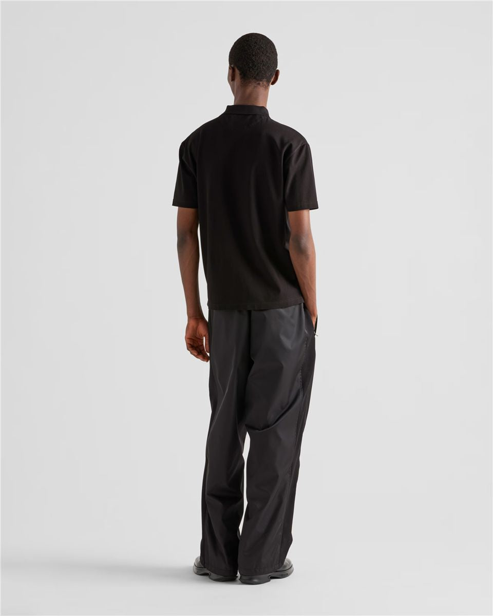 Piqué polo shirt with re-nylon details-PRADA-Verso