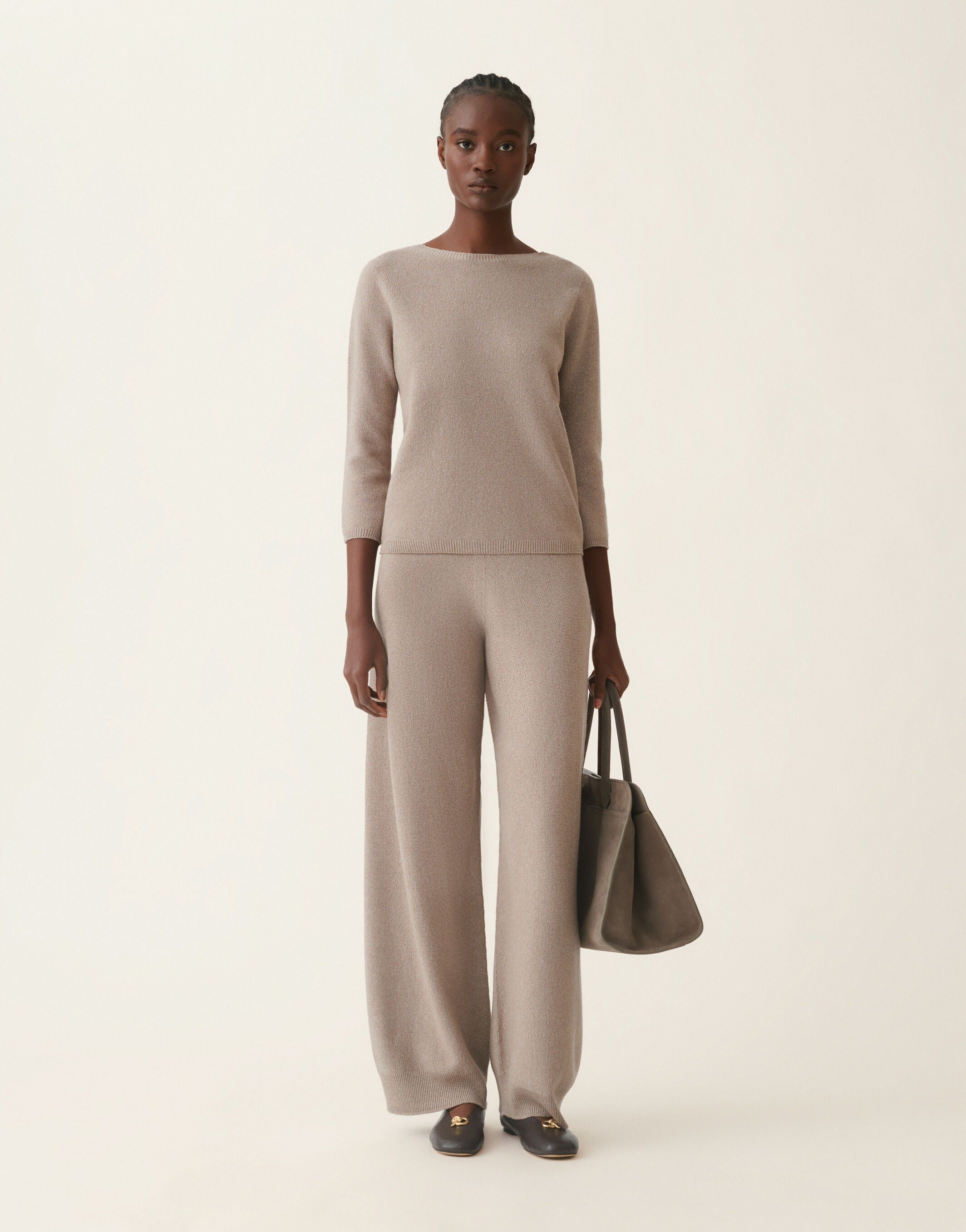Platinum trousers with lurex-FABIANA FILIPPI-Verso