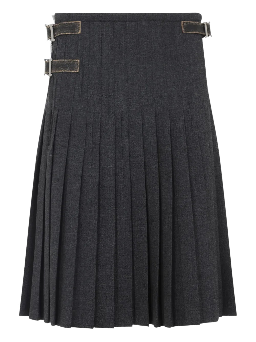 Pleated buckle-fastening midi skirt-PRADA-Verso