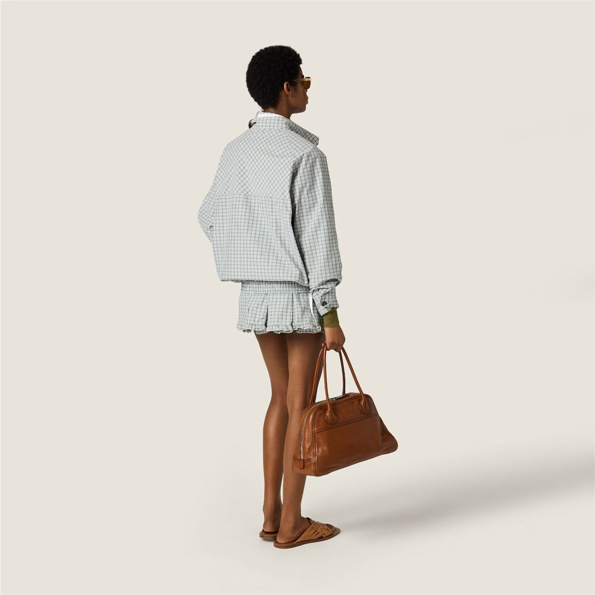 Pleated check miniskirt