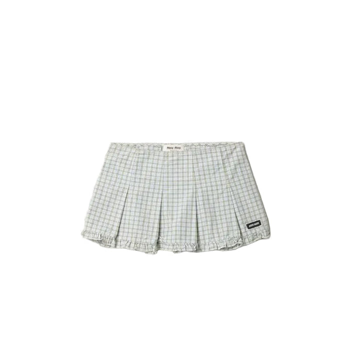 Pleated check miniskirt-MIU MIU-312947-40-Verso
