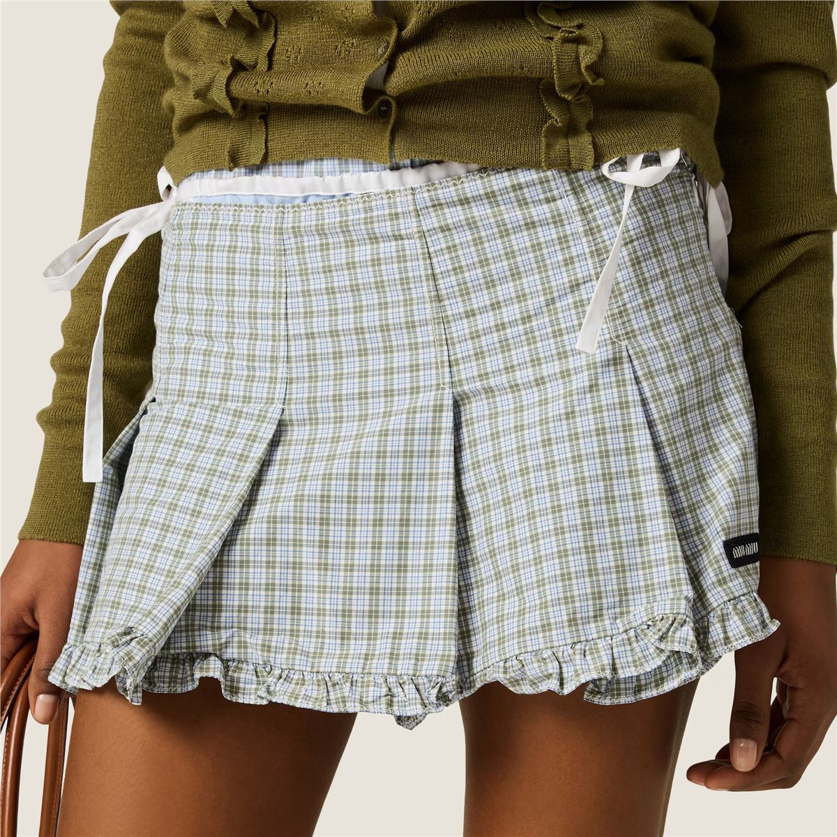 Pleated check miniskirt