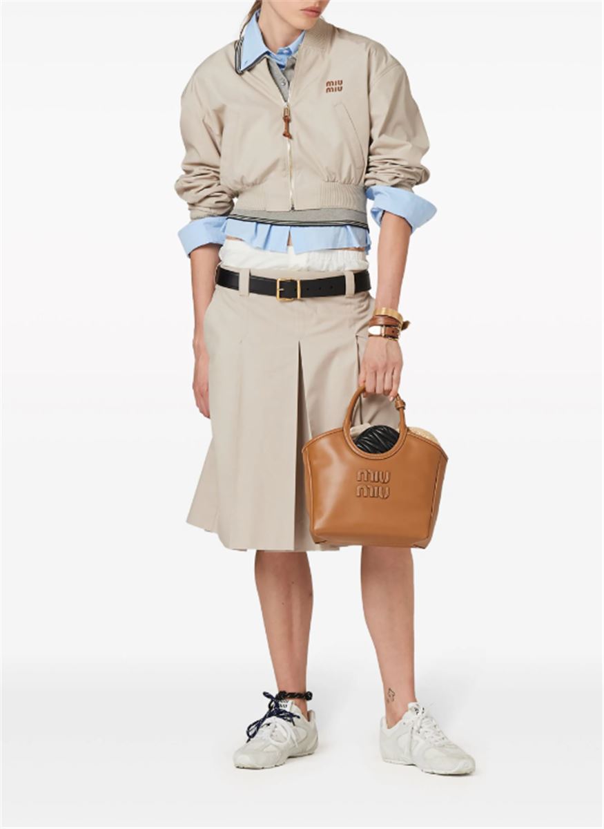 PLEATED GABARDINE SKIRT-MIU MIU-Verso