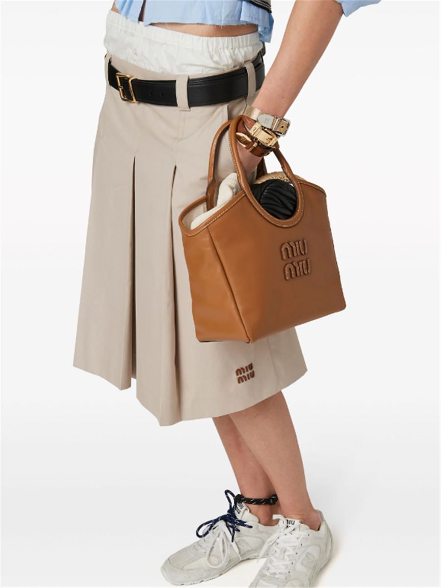 PLEATED GABARDINE SKIRT-MIU MIU-Verso