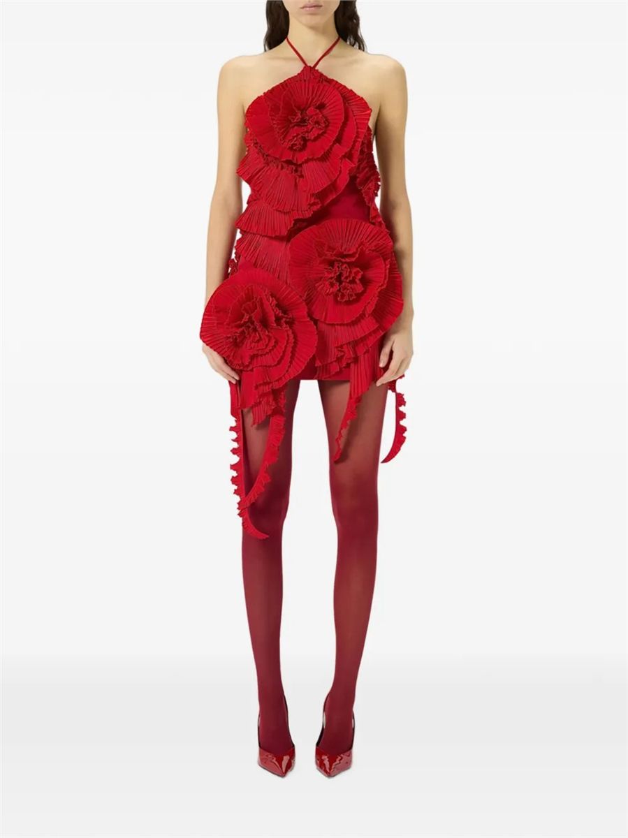 Pleated-rose taffeta mini dress-BLUMARINE-Verso