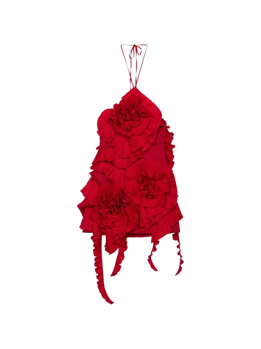 Pleated-rose taffeta mini dress-BLUMARINE-312283-40-Verso